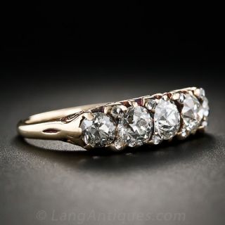 Victorian 15K Five Diamond Ring
