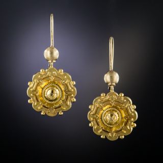 Victorian 15K Gold Drop Earrings - 2
