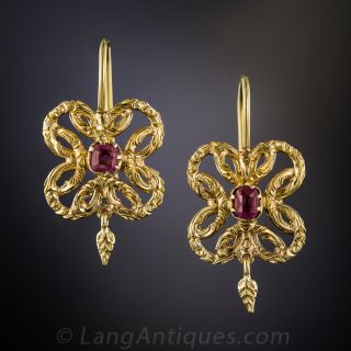 Victorian 18K and Ruby Earrings
