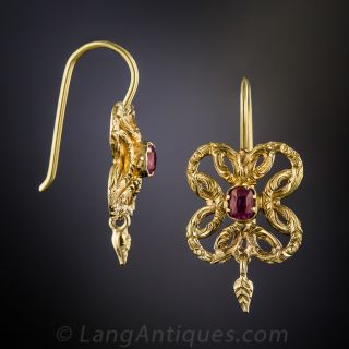 Victorian 18K and Ruby Earrings