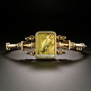 Victorian 18K Crane Bangle Bracelet - 2