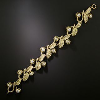 Victorian 18K Diamond Leaf Bracelet - 4