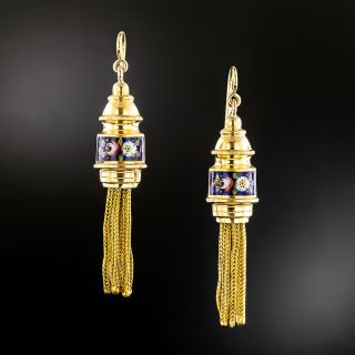Victorian 18K Enamel Tassel Earrings - 2