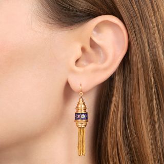 Victorian 18K Enamel Tassel Earrings