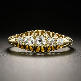 Victorian 18K Five-Stone Diamond Band Ring - 4