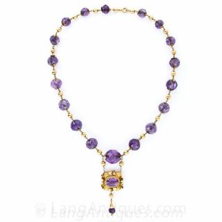 Victorian 18K Gold Amethyst Necklace