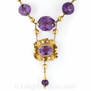 Victorian 18K Gold Amethyst Necklace