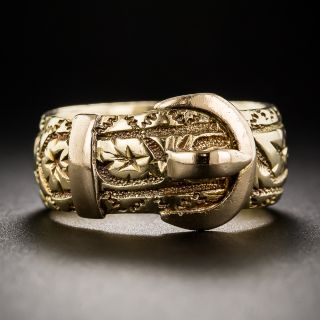 Victorian 18K Gold Buckle Band Ring c.1902, size 6 1/2