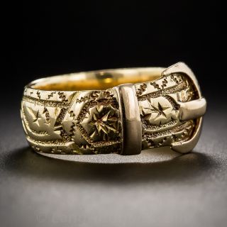 Victorian 18K Gold Buckle Band Ring c.1902, size 6 1/2
