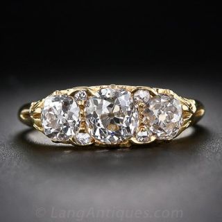 Victorian 18k Gold Three Diamond Ring