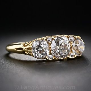 Victorian 18k Gold Three Diamond Ring