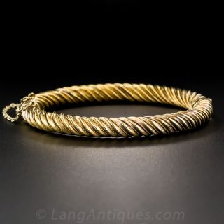 Victorian 18K Gold Twisted Bangle Bracelet