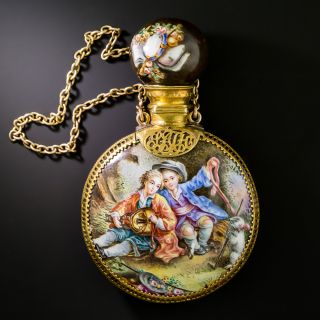 Victorian 18K Limoges Enamel Perfume Bottle
