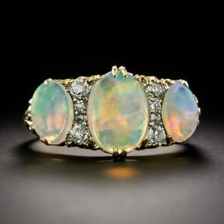 Victorian 18K Opal and Diamond Ring - 3