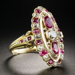 Victorian 18K Ruby and Diamond Dinner Ring