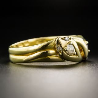 Victorian 18K Ruby Diamond Double Snake Ring 
