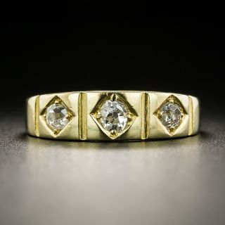 Victorian 18K Three-Stone Wedding Band - 2