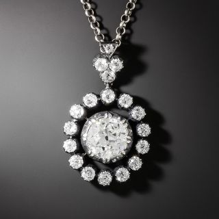 Victorian 2.00 Carat Center Diamond Halo Pendant  - 6