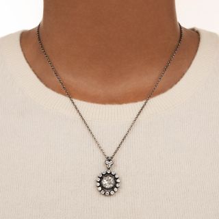 Victorian 2.00 Carat Center Diamond Halo Pendant 