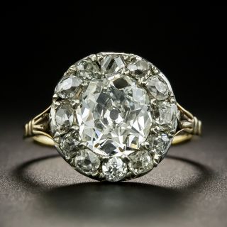 Victorian 2.04 Carat Old Mine Cut Diamond Halo Ring - GIA G SI2 - 2