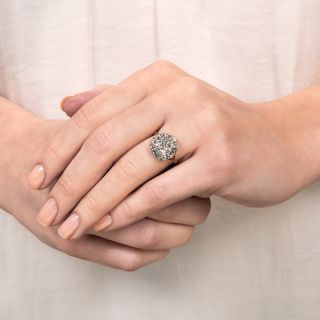 Victorian 2.04 Carat Old Mine Cut Diamond Halo Ring - GIA G SI2