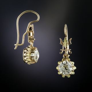 Victorian 2.08 Carat Diamond Drop Earrings - GIA - 2