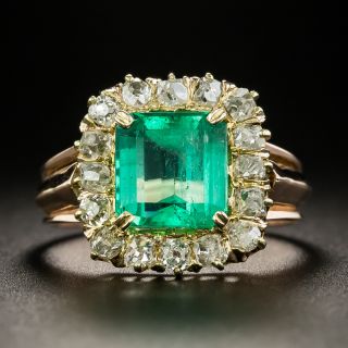 Victorian 2.35 Carat Emerald and Diamond Ring - 2