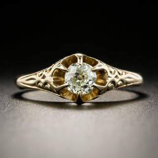Victorian .25 Carat Old Mine Cut Diamond Solitaire - 3