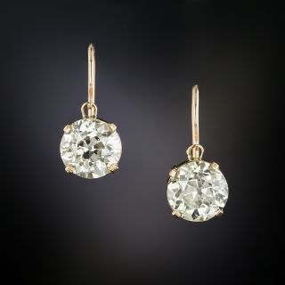 Victorian 3.23 Carat Total Weight European-Cut Diamond Drop Earrings - GIA - 4