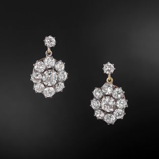 Victorian 4.70 Carat Diamond Cluster Earrings  - 2