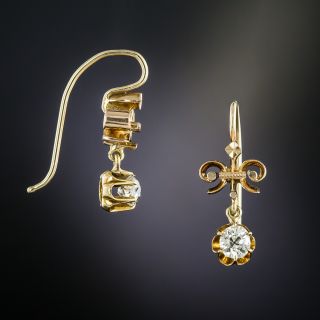 Victorian .50 Carat Total Weight Diamond Drop Earrings