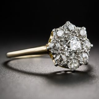 Victorian .55 Carat Center Diamond Cluster Engagement Ring