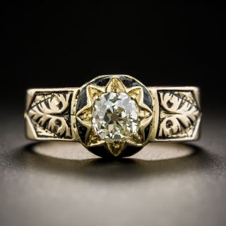 Victorian .55 Carat Diamond Enamel Ring - 2