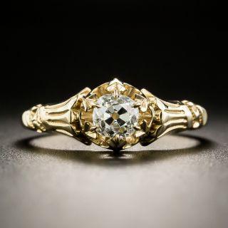 Victorian .55 Carat Solitaire Diamond Engagement Ring - 2