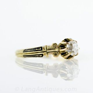 Victorian .60 Carat Diamond and Enamel Ring