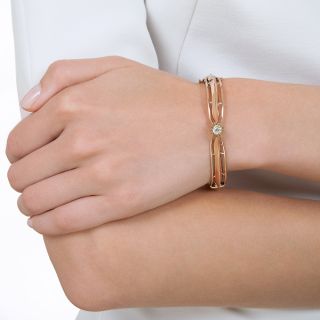 Victorian .60 Carat Diamond Hinged Bangle Bracelet