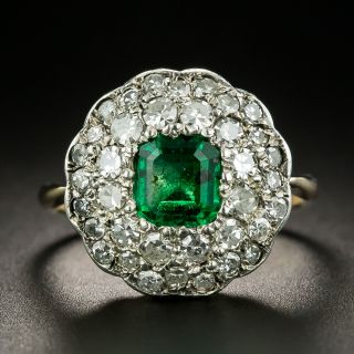 Victorian .70 Carat Emerald and Diamond Ring - 2