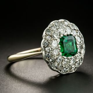 Victorian .70 Carat Emerald and Diamond Ring