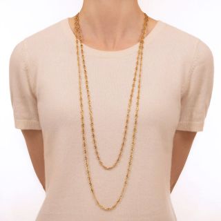 Victorian 74 Inch Handmade Gold Chain