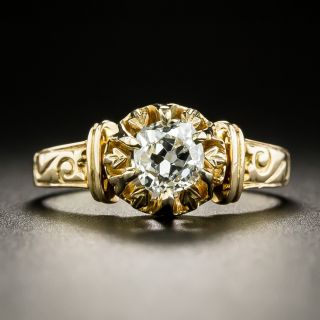 Victorian .75 Carat Diamond Solitaire Engagement Ring - 2