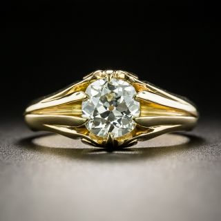 Victorian .78 Carat Old Mine Cut Diamond Solitaire Ring - 2
