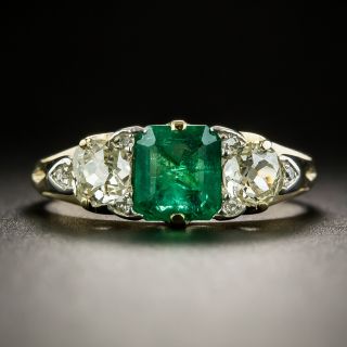 Victorian .80 Carat Emerald and Diamond Ring - 2