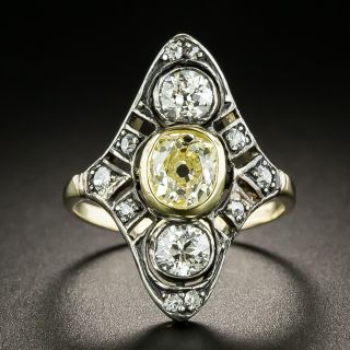 Victorian .88 Carat Yellow and White Diamond Dinner Ring  - 2