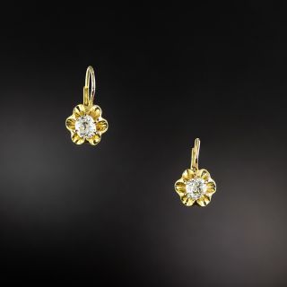 Victorian .95 Carat Total Diamond Drop Earrings - 2
