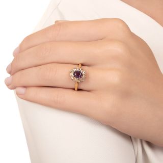 Victorian .98 Carat Ruby and Diamond Halo Ring