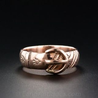 Victorian 9k Rose Gold Buckle Ring