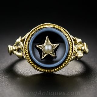 Victorian Agate and Seed Pearl Ring - 1