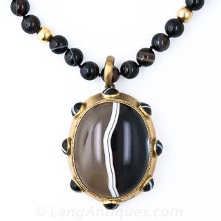 Victorian Agate Beaded Necklace 