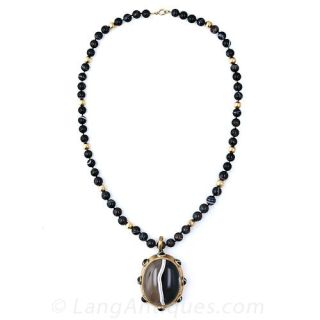 Victorian Agate Beaded Necklace 