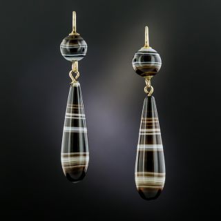 Victorian Agate Drop Earrings - 2